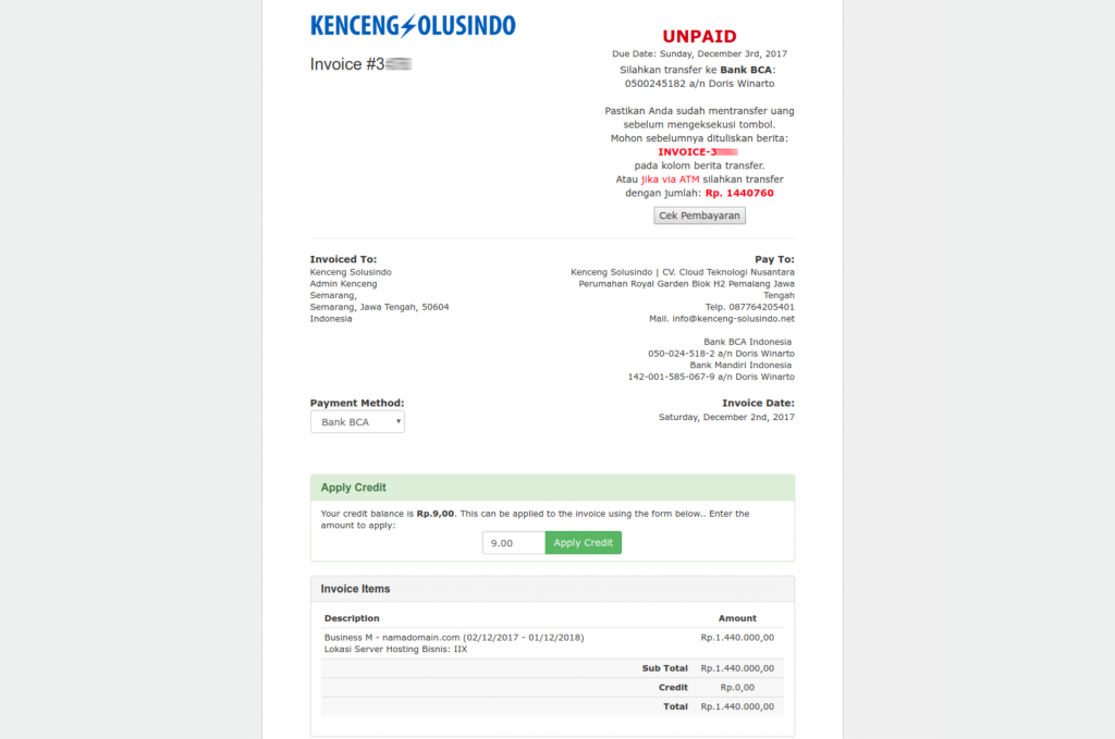 Halaman Invoice Kenceng Solusindo